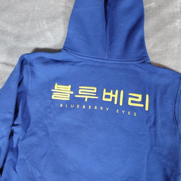 Max Blueberry Eyes Anime Style Pullover Hoodie Mens Small Music Blue - Picture 5 of 8